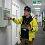 Commercial property compliance checklist inspection in UK office building