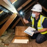 Homebuyer asbestos survey inspection in 1970s residential loft space and eaves by RICS surveyor