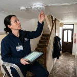 Council landlord inspection checklist smoke alarm testing in UK private rented hallway
